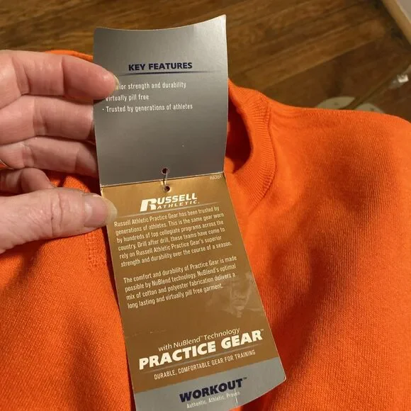 Vintage Russell Athletic Sweatshirt Men's XXL Crew Orange USA Blank Deadstock - Picture 10 of 10